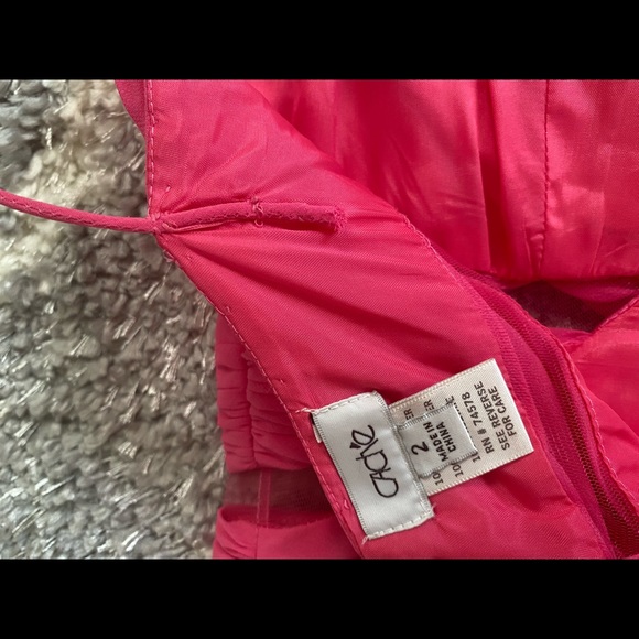 Caché Pink High Low Chiffon Gown w/ Cutouts Sz 2 - Picture 7 of 8